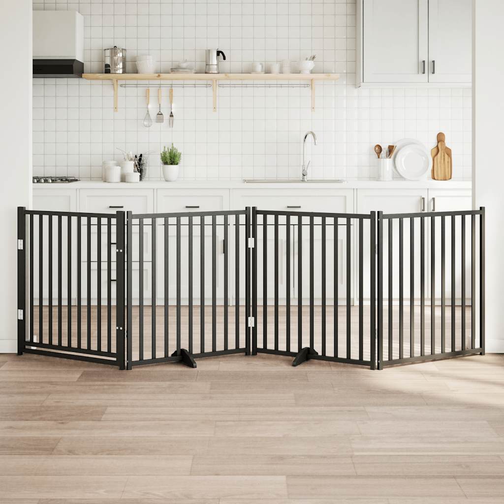 4-Tlg. Hundetor Mit Tür Faltbar 320 Cm Massivholz Tanne