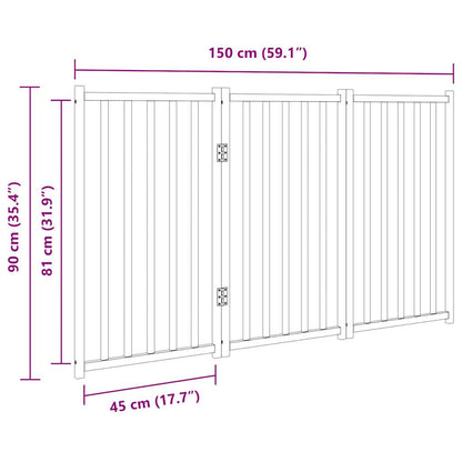 3-Tlg. Hundetor Faltbar Braun Eiche 150 Cm Massivholz Tanne