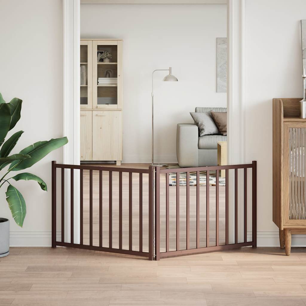 2-Tlg. Hundetor Faltbar Braun Eiche 160 Cm Massivholz Tanne