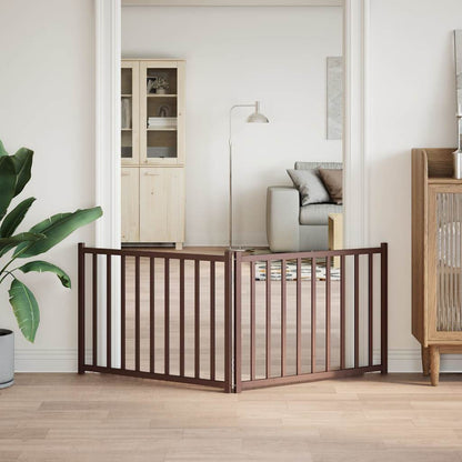 2-Tlg. Hundetor Faltbar Braun Eiche 160 Cm Massivholz Tanne