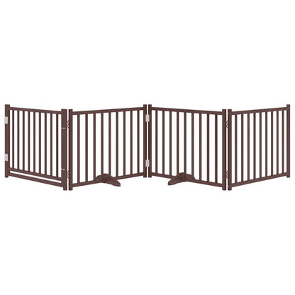 4-Tlg. Hundetor Mit Tür Faltbar Braun Eiche 320 Cm Tannenholz