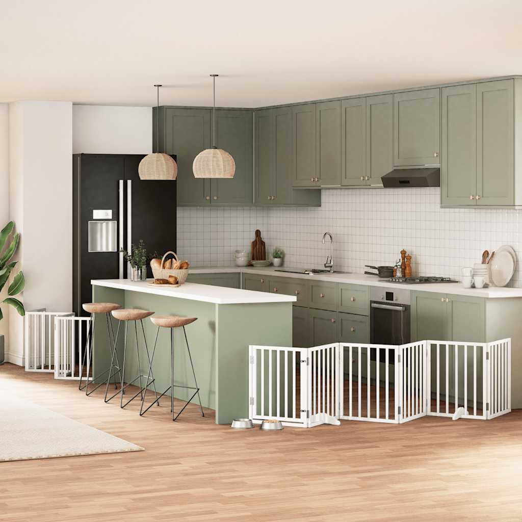 9-Tlg. Hundetor Mit Tür Faltbar 450 Cm Pappelholz