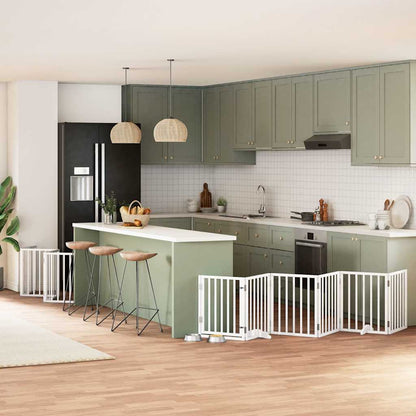 9-Tlg. Hundetor Mit Tür Faltbar 450 Cm Pappelholz