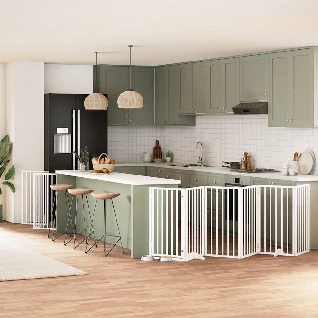 9-Tlg. Hundetor Mit Tür Faltbar 450 Cm Pappelholz