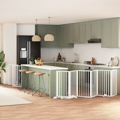 9-Tlg. Hundetor Mit Tür Faltbar 450 Cm Pappelholz