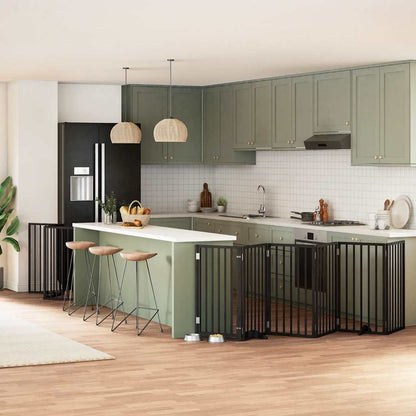 9-Tlg. Hundetor Mit Tür Faltbar 450 Cm Pappelholz