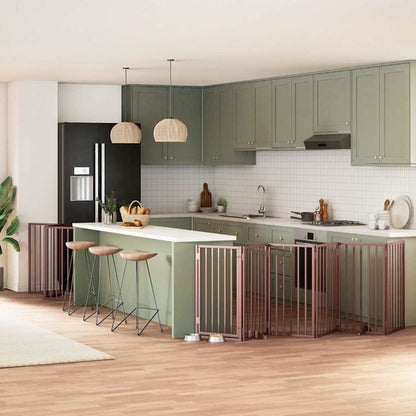 9-Tlg. Hundetor Mit Tür Faltbar 450 Cm Pappelholz