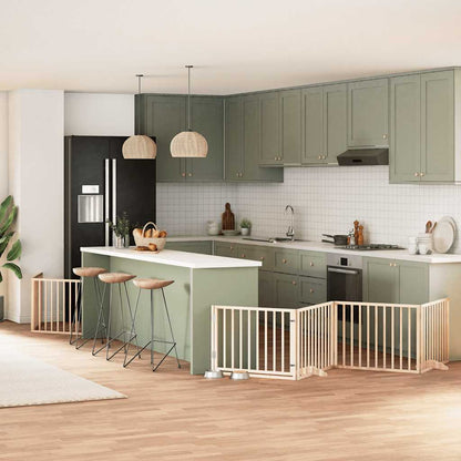 9-Tlg. Hundetor Mit Tür Faltbar 450 Cm Pappelholz