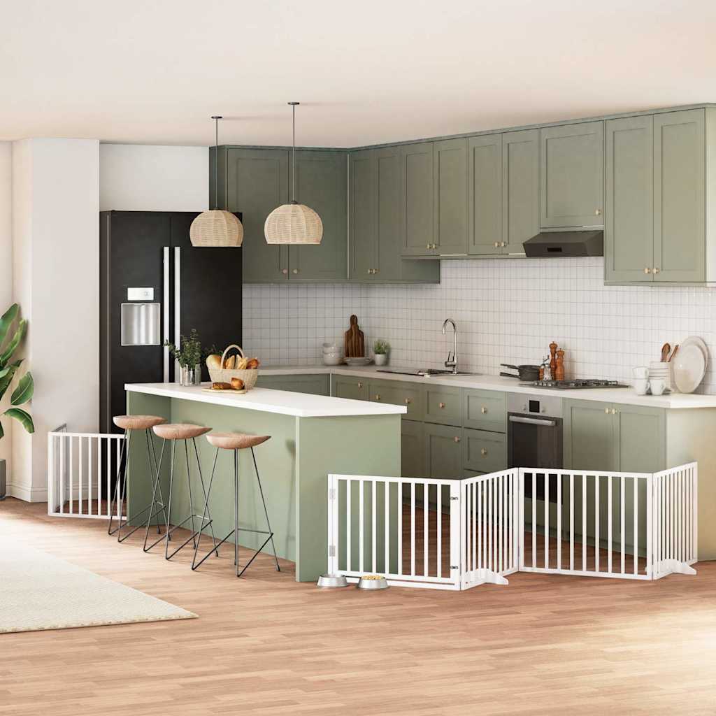 9-Tlg. Hundetor Mit Tür Faltbar 450 Cm Pappelholz