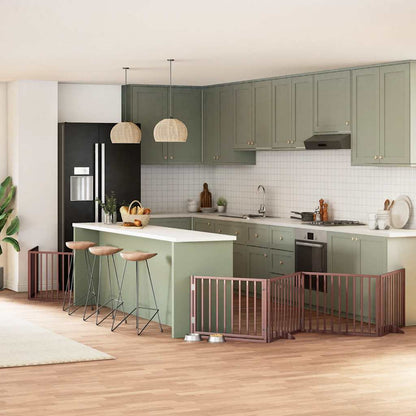 9-Tlg. Hundetor Mit Tür Faltbar 450 Cm Pappelholz