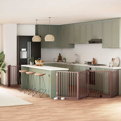 9-Tlg. Hundetor Mit Tür Faltbar 450 Cm Pappelholz