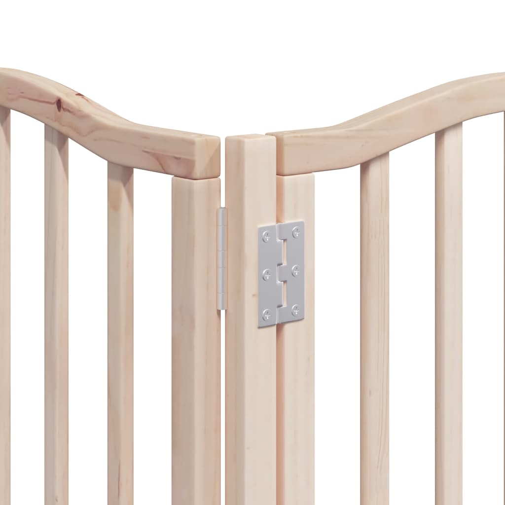 9-Tlg. Hundetor Mit Tür Faltbar 450 Cm Pappelholz