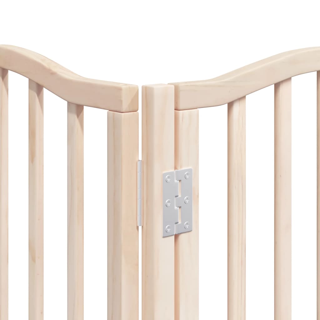 9-Tlg. Hundetor Mit Tür Faltbar 450 Cm Pappelholz