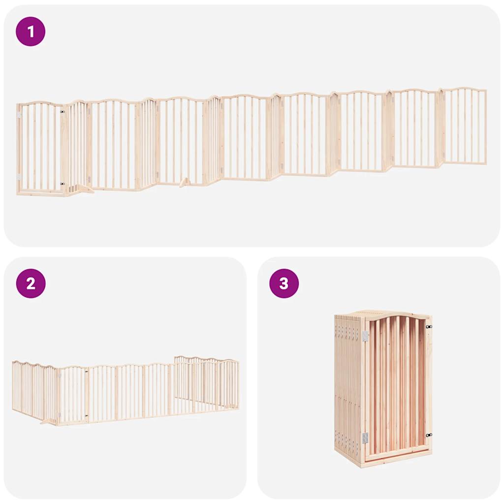 15-Tlg. Hundetor Mit Tür Faltbar 750 Cm Pappelholz