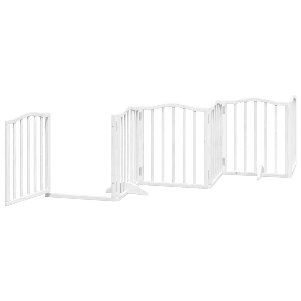 9-Tlg. Hundetor Mit Tür Faltbar 450 Cm Pappelholz