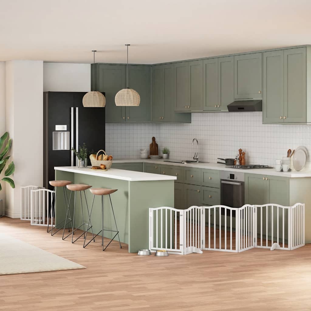 9-Tlg. Hundetor Mit Tür Faltbar 450 Cm Pappelholz