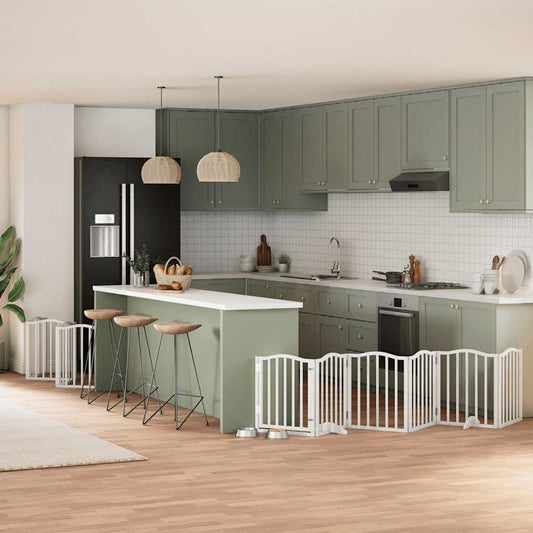 12-Tlg. Hundetor Mit Tür Faltbar 600 Cm Pappelholz