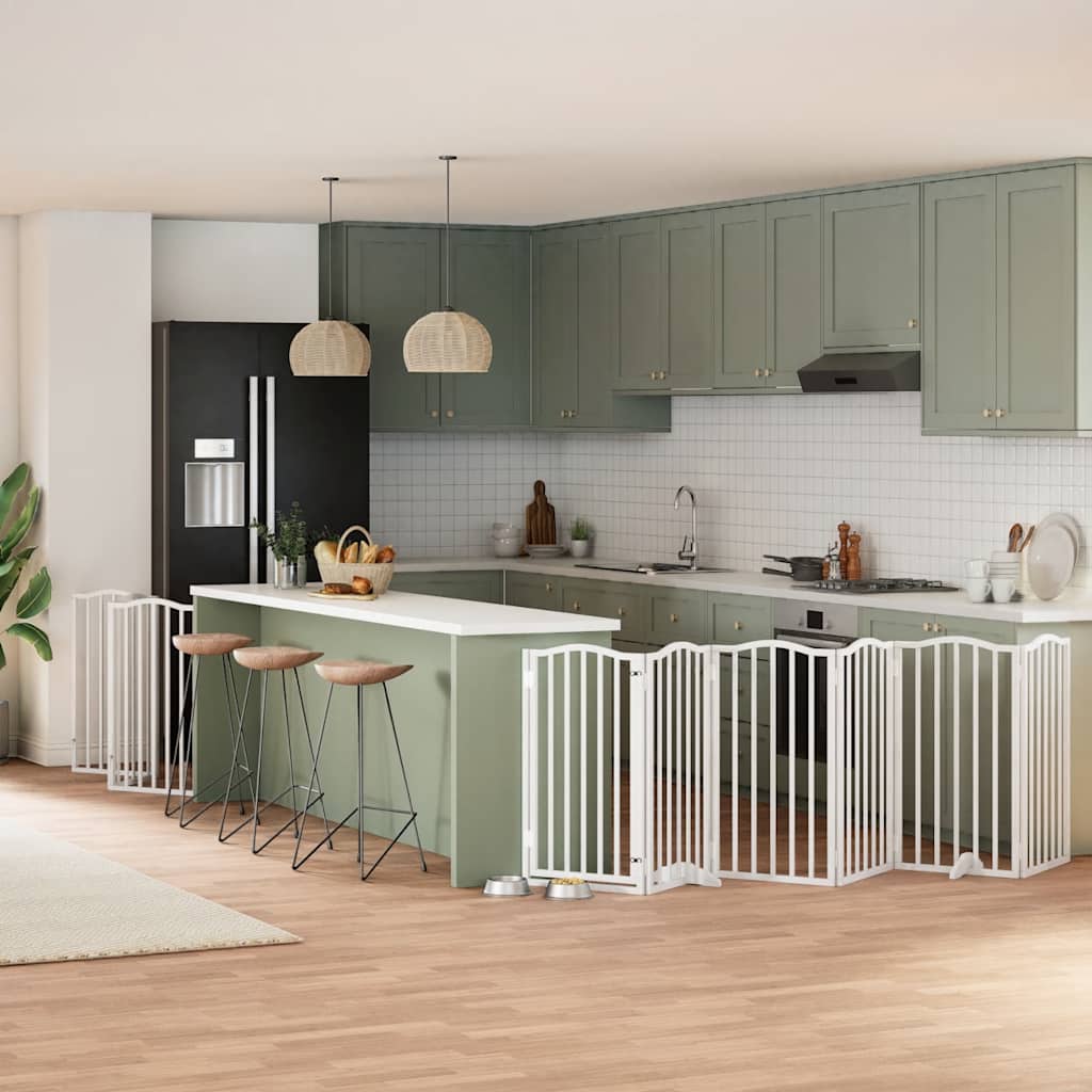 9-Tlg. Hundetor Mit Tür Faltbar 450 Cm Pappelholz