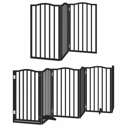 9-Tlg. Hundetor Mit Tür Faltbar 450 Cm Pappelholz