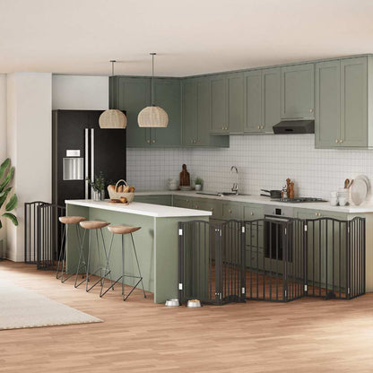 9-Tlg. Hundetor Mit Tür Faltbar 450 Cm Pappelholz