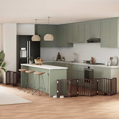 15-Tlg. Hundetor Mit Tür Faltbar 750 Cm Pappelholz