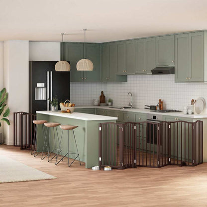 9-Tlg. Hundetor Mit Tür Faltbar 450 Cm Pappelholz