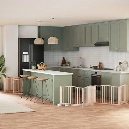 12-Tlg. Hundetor Mit Tür Faltbar 960 Cm Pappelholz