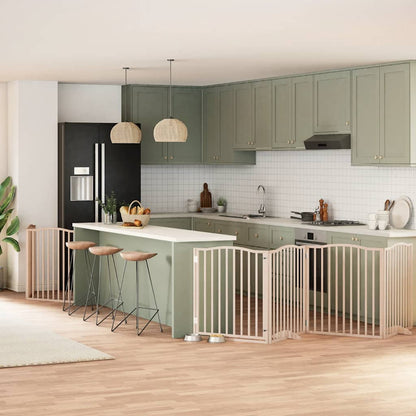 6-Tlg. Hundetor Mit Tür Faltbar 480 Cm Pappelholz