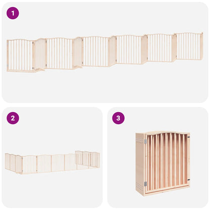 12-Tlg. Hundetor Mit Tür Faltbar 960 Cm Pappelholz