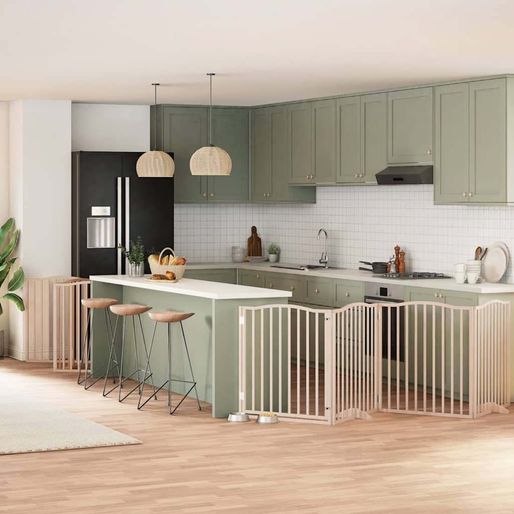 12-Tlg. Hundetor Mit Tür Faltbar 960 Cm Pappelholz