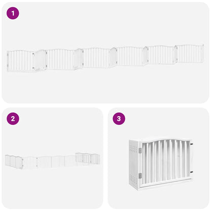 12-Tlg. Hundetor Mit Tür Faltbar 960 Cm Pappelholz