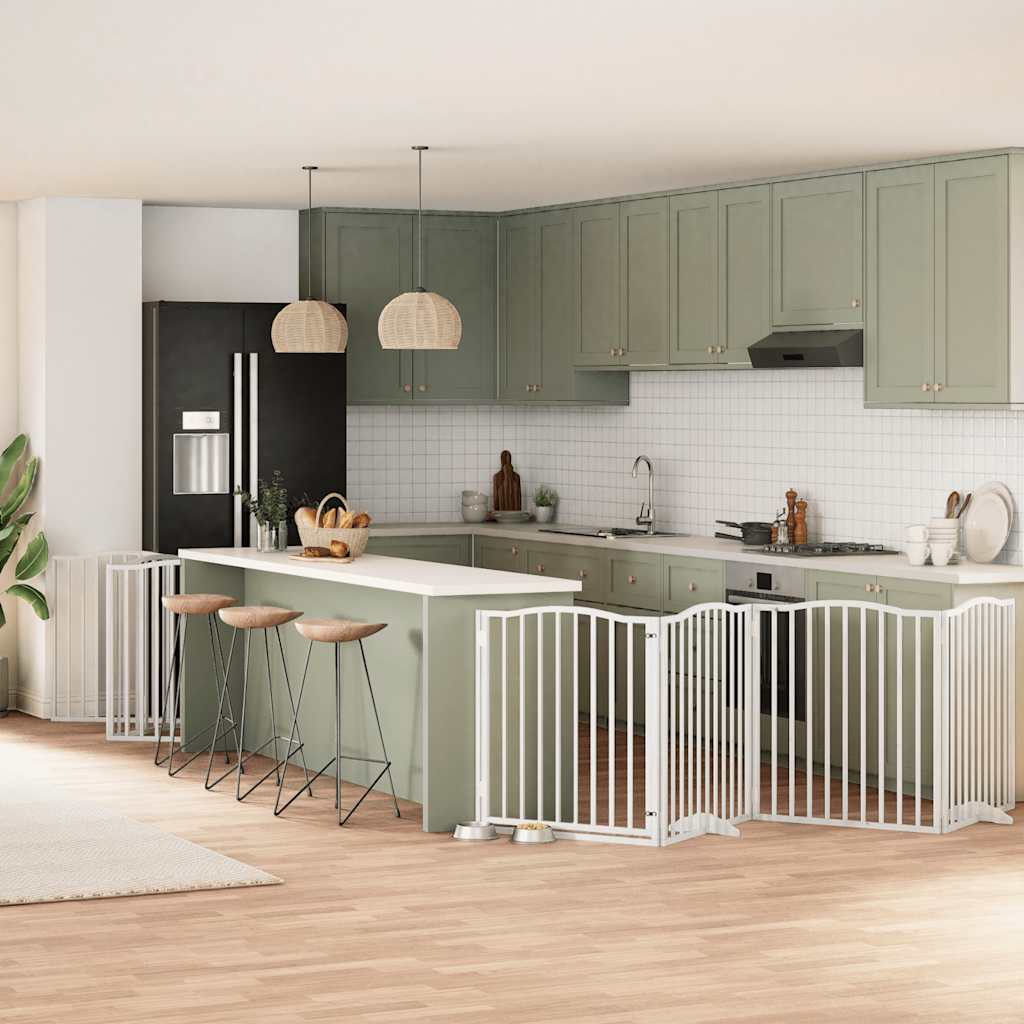 12-Tlg. Hundetor Mit Tür Faltbar 960 Cm Pappelholz