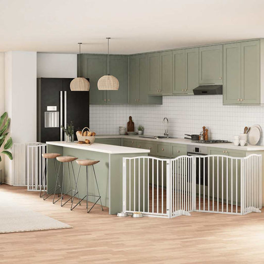 12-Tlg. Hundetor Mit Tür Faltbar 960 Cm Pappelholz