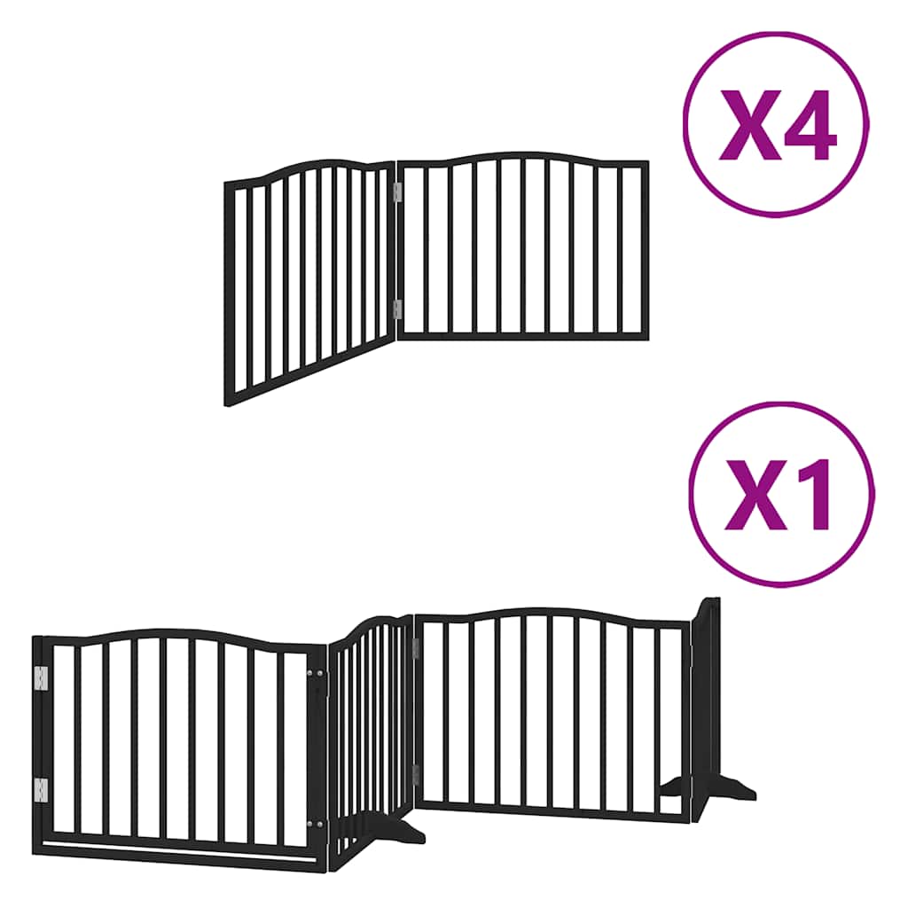 12-Tlg. Hundetor Mit Tür Faltbar 960 Cm Pappelholz