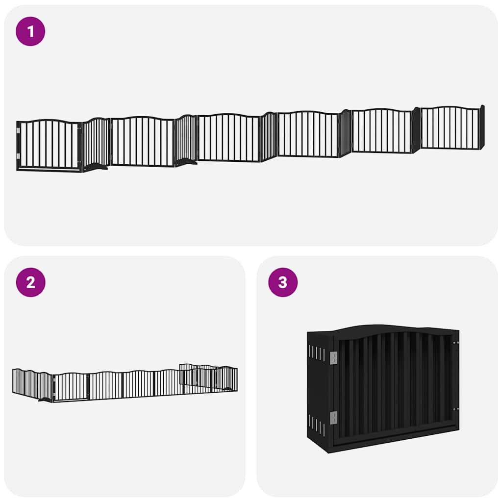12-Tlg. Hundetor Mit Tür Faltbar 960 Cm Pappelholz