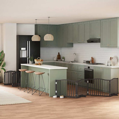 12-Tlg. Hundetor Mit Tür Faltbar 960 Cm Pappelholz