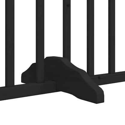 6-Tlg. Hundetor Mit Tür Faltbar 480 Cm Pappelholz