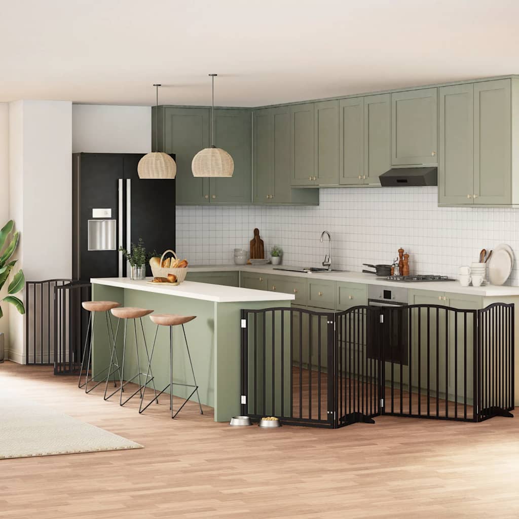 12-Tlg. Hundetor Mit Tür Faltbar 960 Cm Pappelholz