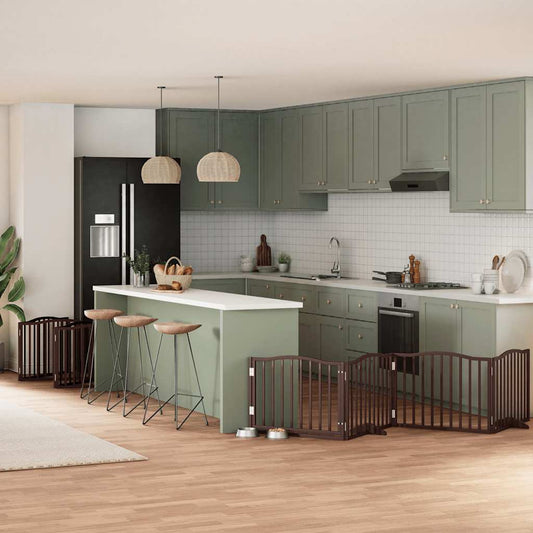 12-Tlg. Hundetor Mit Tür Faltbar 960 Cm Pappelholz