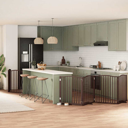 6-Tlg. Hundetor Mit Tür Faltbar 480 Cm Pappelholz