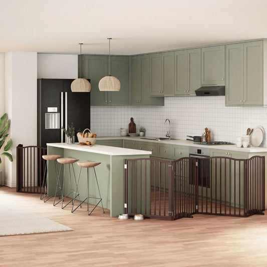 6-Tlg. Hundetor Mit Tür Faltbar 480 Cm Pappelholz