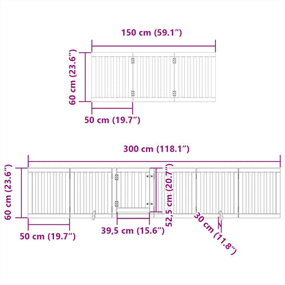 12-Tlg. Hundetor Mit Tür Faltbar 600 Cm Pappelholz