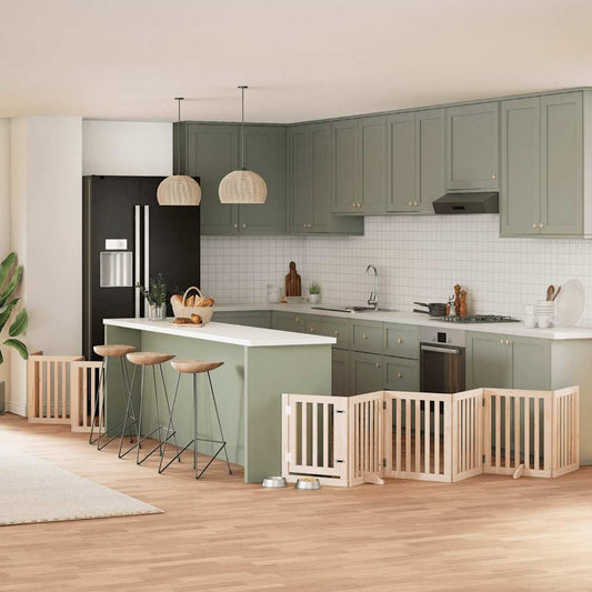 12-Tlg. Hundetor Mit Tür Faltbar 600 Cm Pappelholz