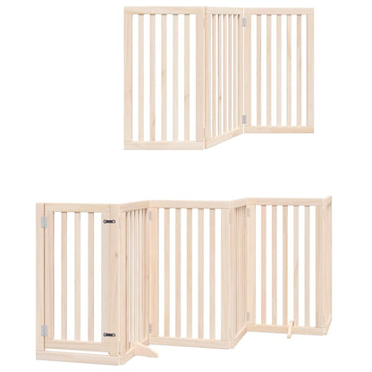12-Tlg. Hundetor Mit Tür Faltbar 600 Cm Pappelholz
