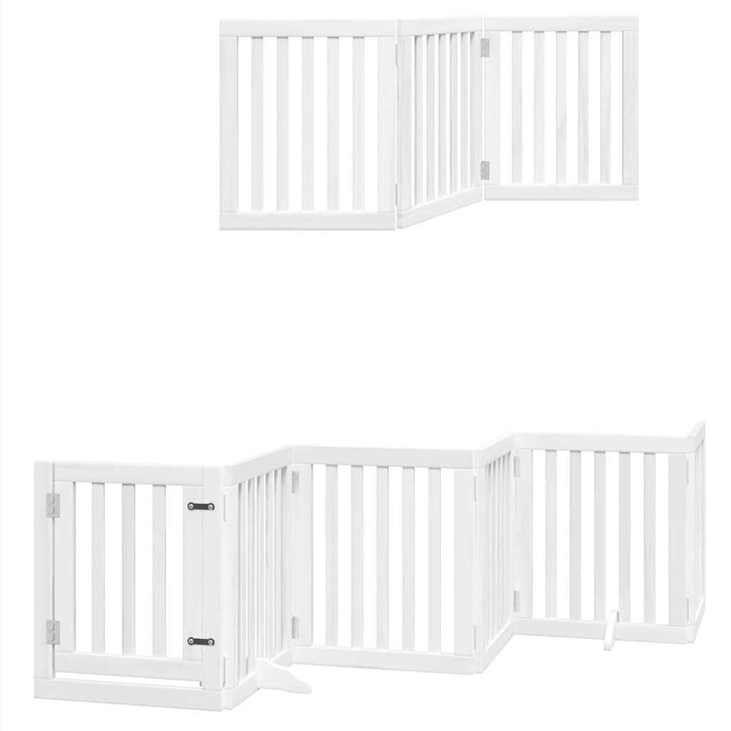 9-Tlg. Hundetor Mit Tür Faltbar 450 Cm Pappelholz