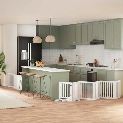 9-Tlg. Hundetor Mit Tür Faltbar 450 Cm Pappelholz