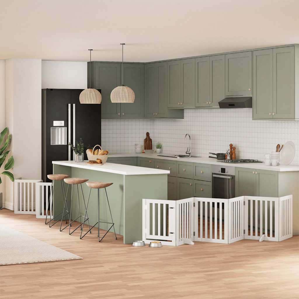 12-Tlg. Hundetor Mit Tür Faltbar 600 Cm Pappelholz