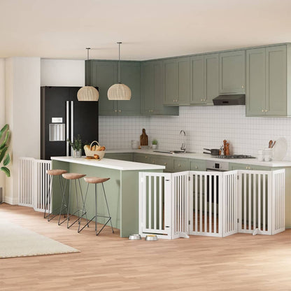 9-Tlg. Hundetor Mit Tür Faltbar 450 Cm Pappelholz