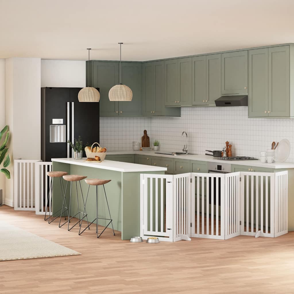 12-Tlg. Hundetor Mit Tür Faltbar 600 Cm Pappelholz