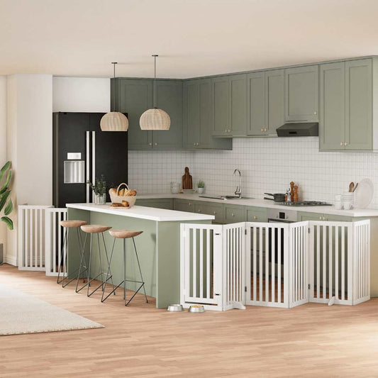 15-Tlg. Hundetor Mit Tür Faltbar 750 Cm Pappelholz